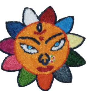 Navratri Special 9-Color Woolen Rangoli – Devi Face Design for Home Decoration