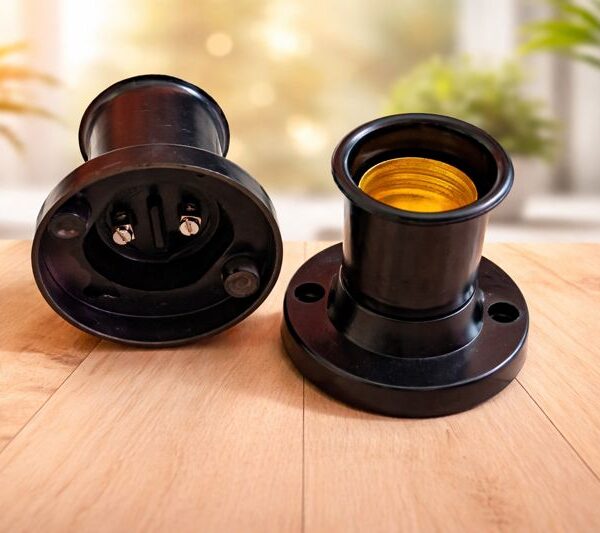 E27 Batten Holder for Thread Bulb – Black Heavy (Pack of 2)