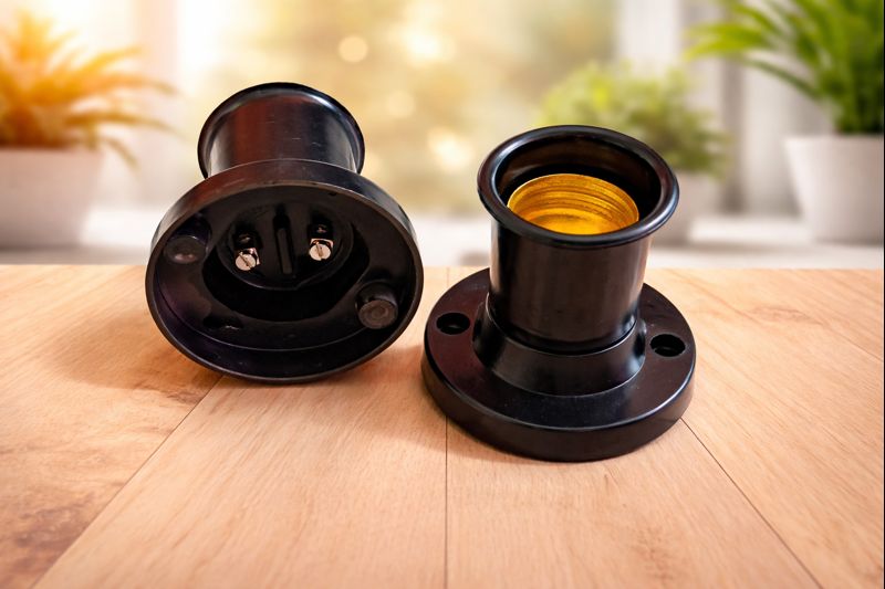 E27 Batten Holder for Thread Bulb – Black Heavy (Pack of 2)